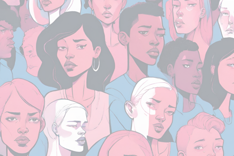 Cover of TGD 101 Training Course made with different people. Colors are blue, pink, white and black