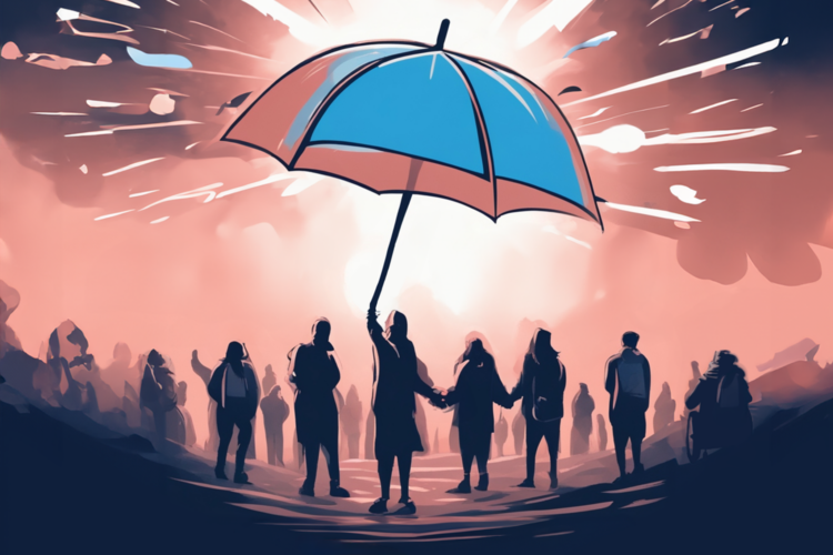 An illustration with a blue umbrella and several people underneath. The title: Recognizing, Documenting and Addressing Anti-Gender Opposition. GATE logo on the right lower corner.