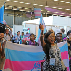 Trans activists marching at the AIDS 2018 Conference in Amsterdam
