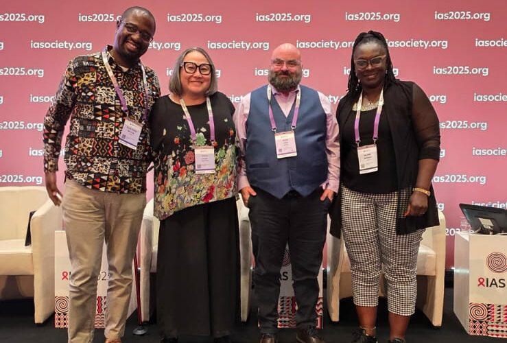 Group photo of panelists at IAS 2025 session on HIV and human rights