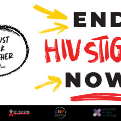 Zero Stigma Graphic with slogan We must work together to... End HIV Stigma Now!