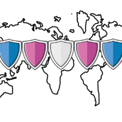 World map with shields representing trans and gender diverse human rights defenders | GATE